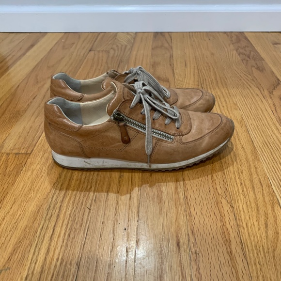 Paul Green Cage leather Sneakers Tan cognac zip lace up Sz 8.5 UK 6 Judy - Picture 9 of 16
